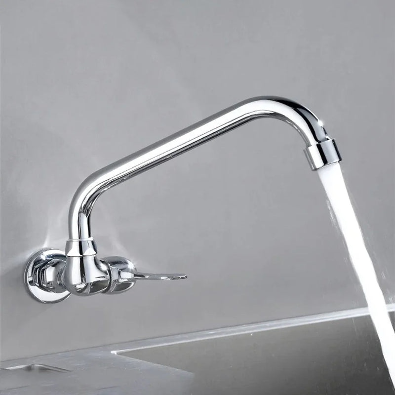Robinet de Cuisine Mural Eau Froide Laiton Chromé, Bec Pivotant 29 cm