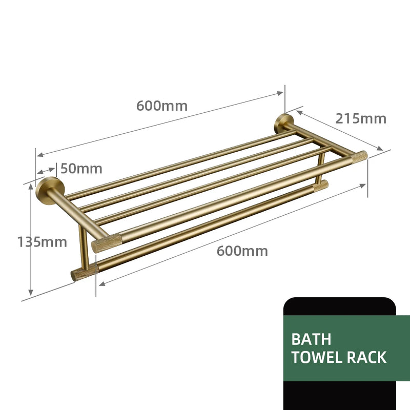 Accessoires Salle de Bain Laiton Doré Brossé Moleté à la Pièce, 20 Articles