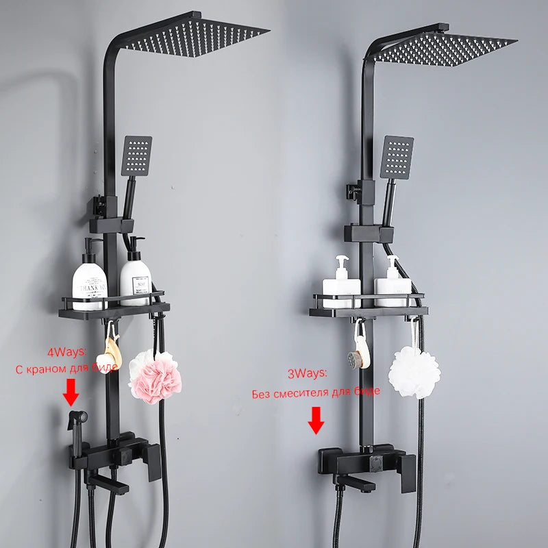 Douche Encastrable 3-4 Voies Noire ou Chromée