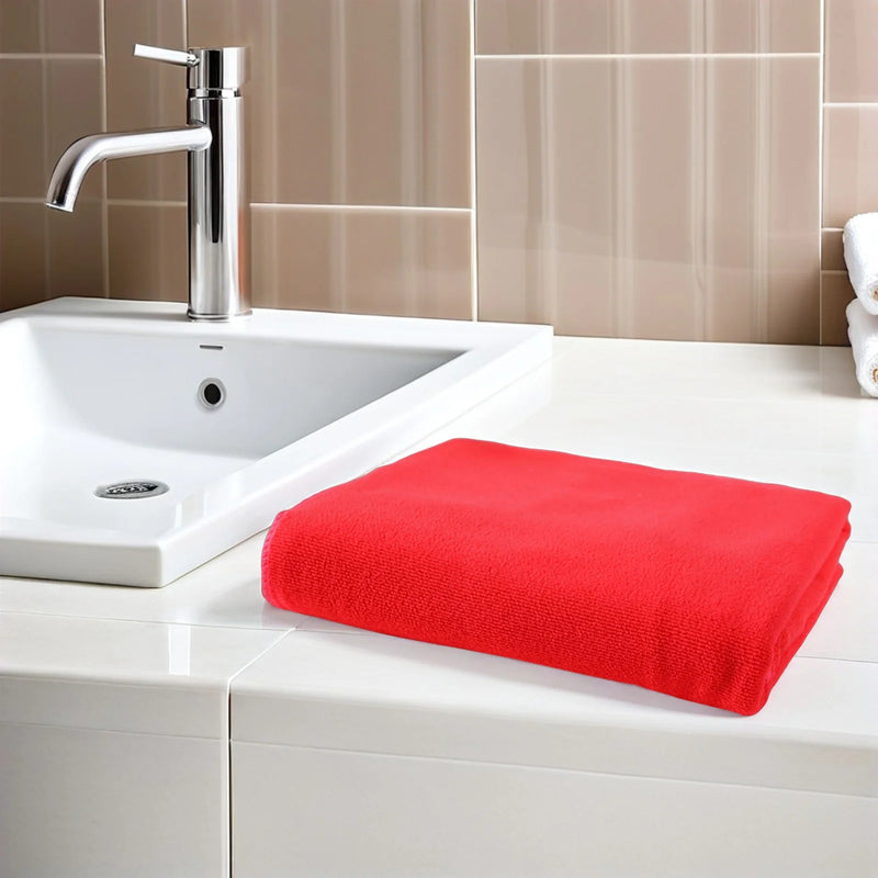 Serviette de Bain Microfibre Rouge 70 x 140 cm Séchage Rapide