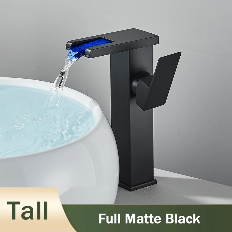 Mitigeur Lavabo Cascade LED Couleur Changeante