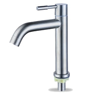 Robinet Lave-Main Eau Froide Inox 304, 6 Versions, Bec Courbe ou Droit