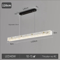 Suspension Cuisine Îlot Linéaire LED en Marbre Naturel, 100 à 150 cm