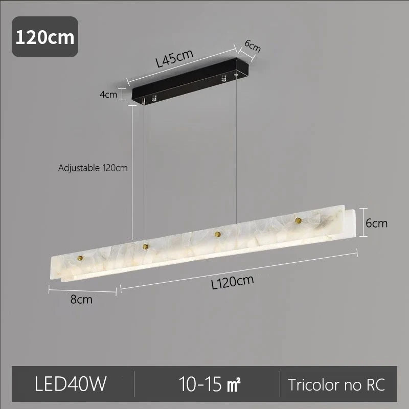 Suspension Cuisine Îlot Linéaire LED en Marbre Naturel, 100 à 150 cm