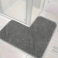 Tapis de Bain Chenille en L pour Douche d'Angle 80 x 80 cm
