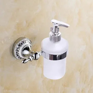 Accessoires Salle de Bain Chromé Céramique Bleu et Blanc à la Pièce, 23 Articles