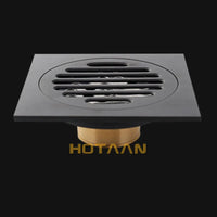 Caniveau de Douche Carré Laiton Noir Mat 10 x 10 cm Anti-Odeur