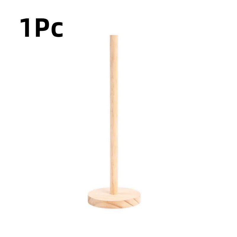 Porte-Essuie-Tout Bambou à Poser, Tige Droite et Base Ronde, 24,5 cm