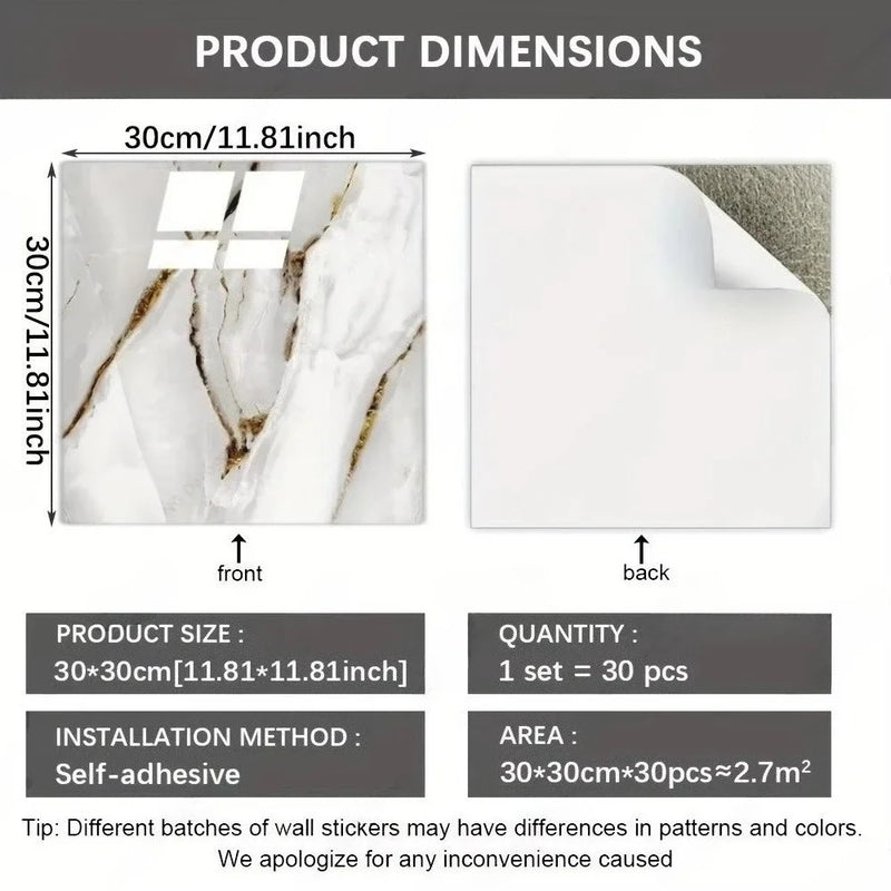 Panneau Mural Adhésif Effet Marbre Imperméable PVC