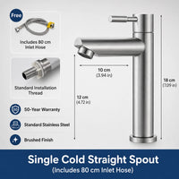 Mitigeur Lavabo Inox 304 Brossé, 7 Configurations