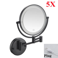 Miroir Grossissant Mural LED Bras Extensible Laiton, 3 Teintes de Lumière