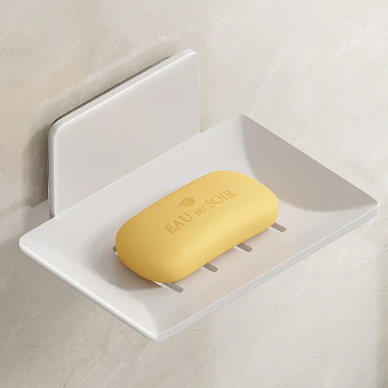 Porte-Savon Mural Inox Sans Perçage avec Plateau Égouttoir, Lot de 1 ou 2