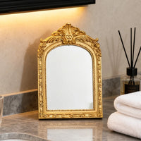 Miroir de Table Doré en Arche Sculptée, Style Vintage, 3 Formats