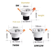 Spot LED Encastrable Cuisine Orientable COB, Blanc, Argent ou Noir, 5 à 12 W
