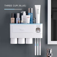Porte-Brosse Mural Magnétique avec Tiroir et Distributeur de Dentifrice, 2 à 4 Gobelets