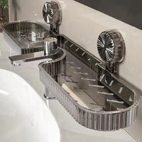 Étagère de Lavabo Murale à Ventouse Sans Perçage, Transparent ou Gris, 41 cm