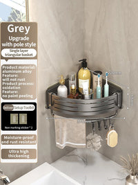 Étagère de Salle de Bain Sans Perçage Triangulaire ou Carrée 68 cm