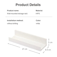 Étagère Salle de Bain Adhésive Sans Perçage, Blanche ou Transparente, 27 cm