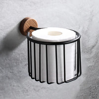 Accessoires Salle de Bain Noyer et Métal Noir à la Pièce, 4 Articles