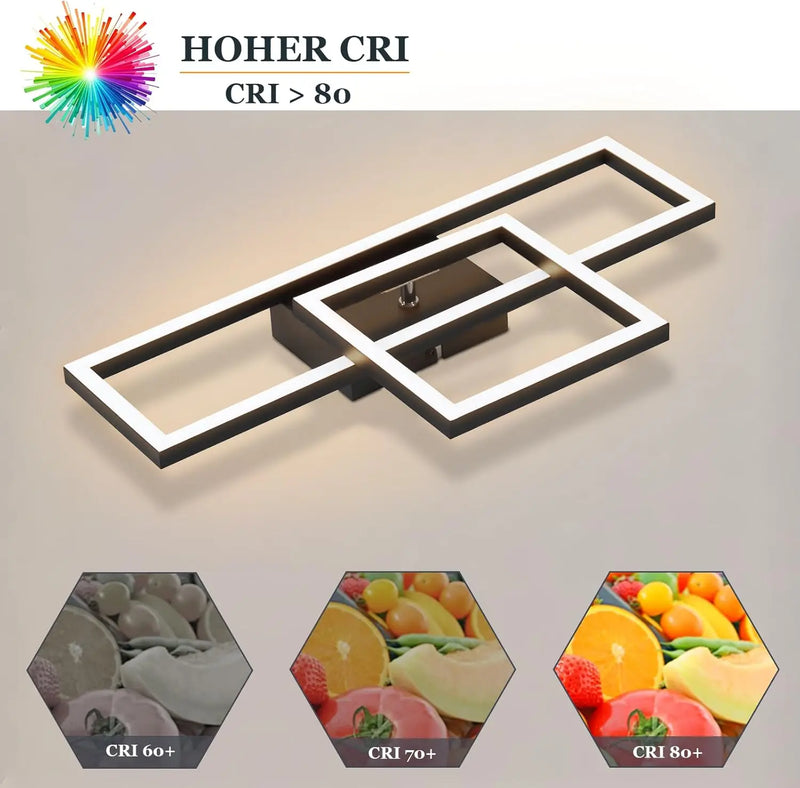Plafonnier LED Cuisine Cadre Pivotant Noir ou Blanc, 20 W, 42 cm