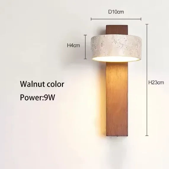 Applique Salle de Bain LED Travertin et Bois Orientable 32 à 70 cm