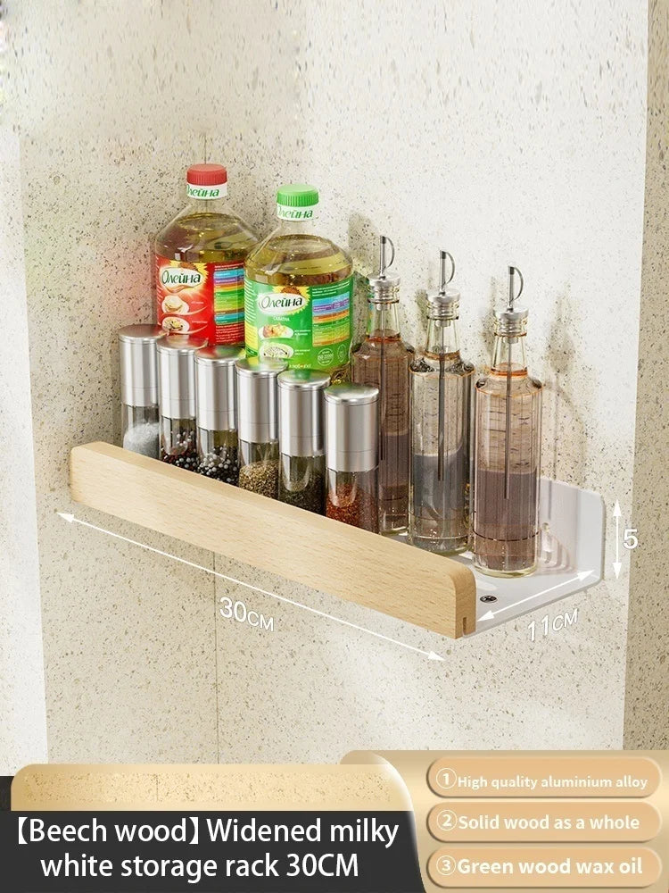 Étagère Murale en Bois et Aluminium, Blanc ou Noir, 20 à 60 cm