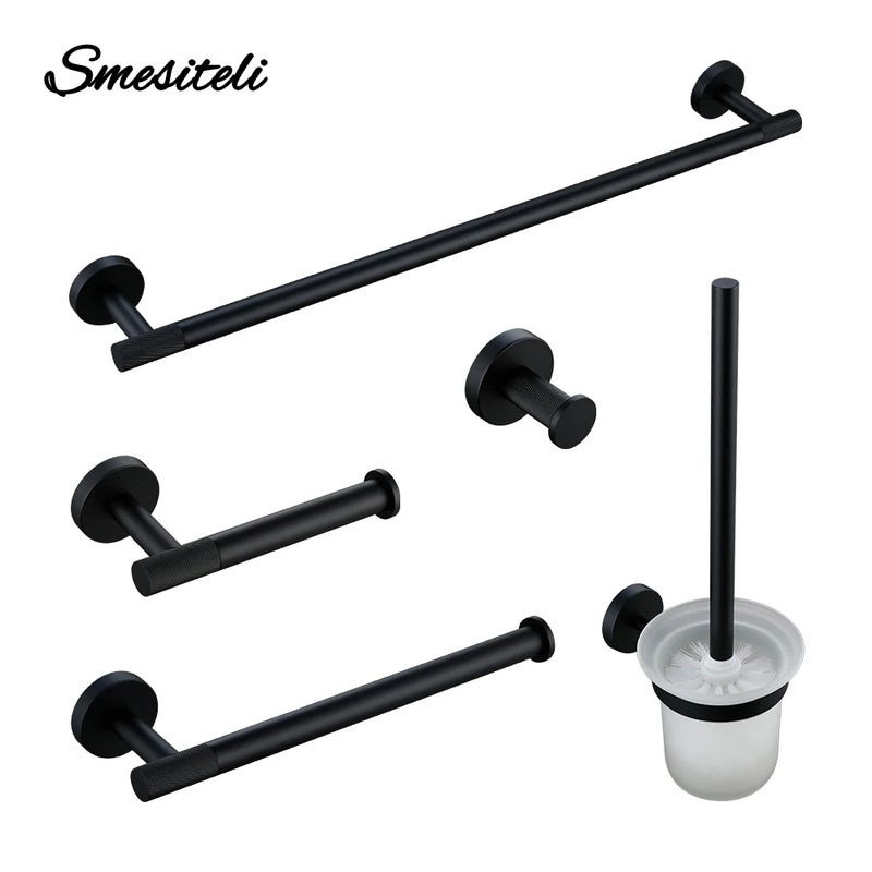 Accessoires Salle de Bain Noir Mat à la Pièce ou en Kit, 20 Choix