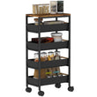 Desserte à Roulettes 4 Tiroirs, Chariot de Rangement Noir 82 cm