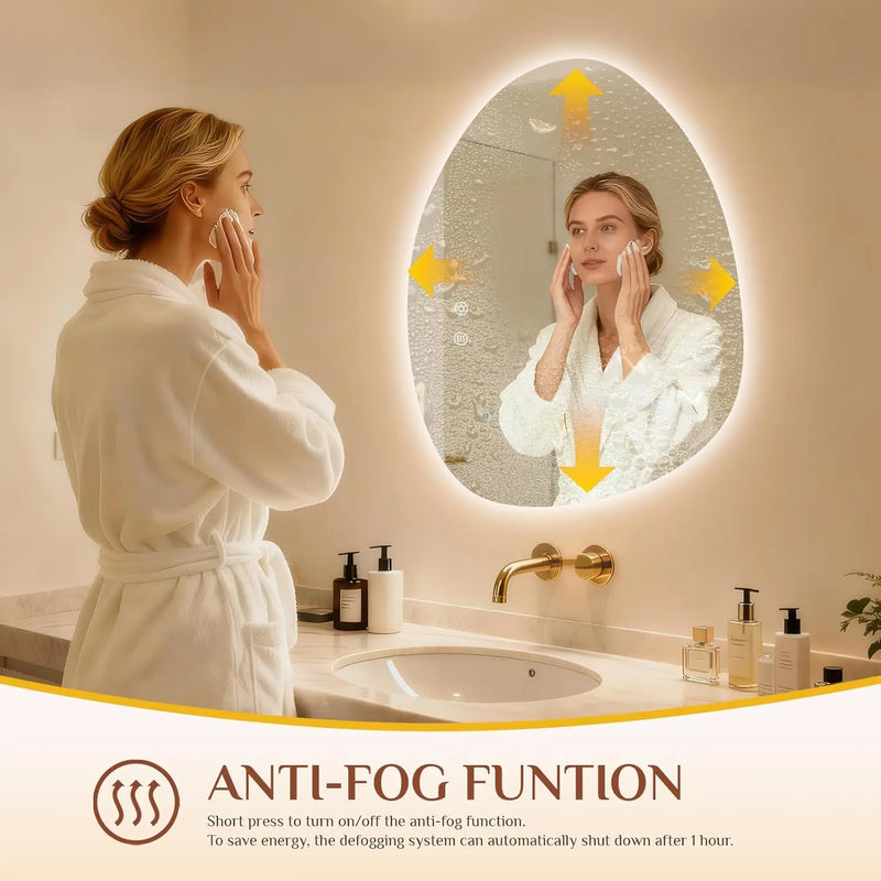 Miroir LED Salle de Bain Asymétrique Anti-Buée 60 x 80 cm