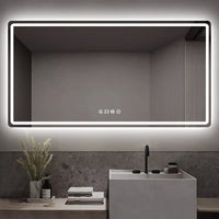 Miroir LED Salle de Bain Rectangulaire Mural Variateur Tactile