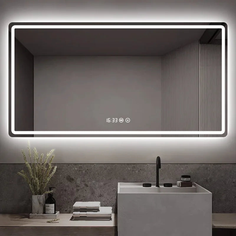 Miroir LED Salle de Bain Rectangulaire Mural Variateur Tactile