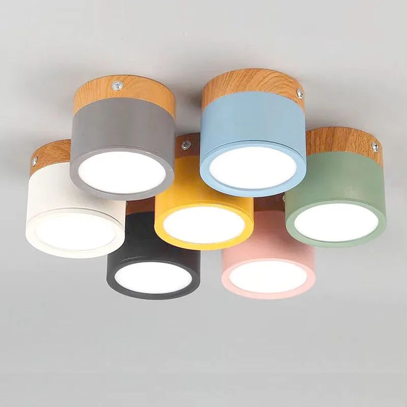 Spot LED en Saillie Effet Bois, 7 Coloris, 5 à 18 W, Ø 7,5 ou 11 cm