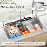 Évier Cuisine Inox 1 Bac Cascade Nid d'Abeille, 68 à 100 cm