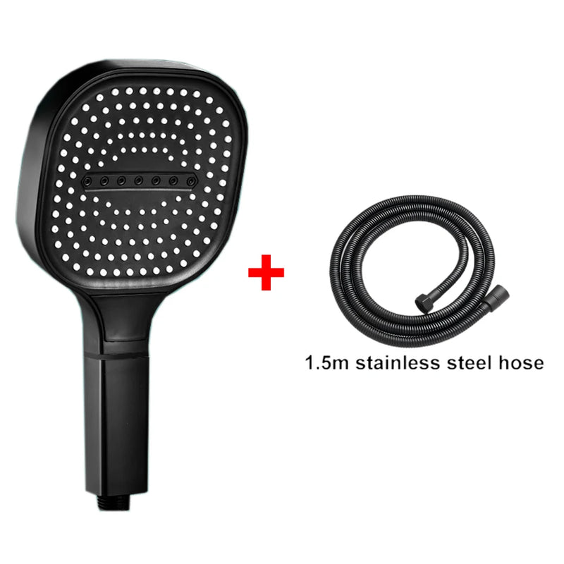 Pommeau de Douche Carré 13 cm, 3 Modes, Noir, Gris ou Argenté