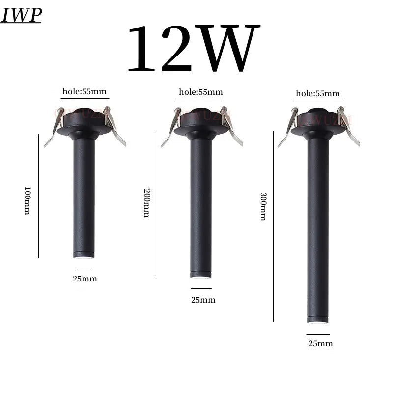 Spot Encastrable Cuisine Tube Long COB 12 W, 10, 20 ou 30 cm