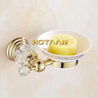 Accessoires Salle de Bain Dorés Cristal à la Pièce, 16 Articles