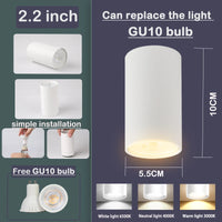 Spot GU10 en Saillie Cuisine, Cylindre Fixe ou Orientable, Noir ou Blanc