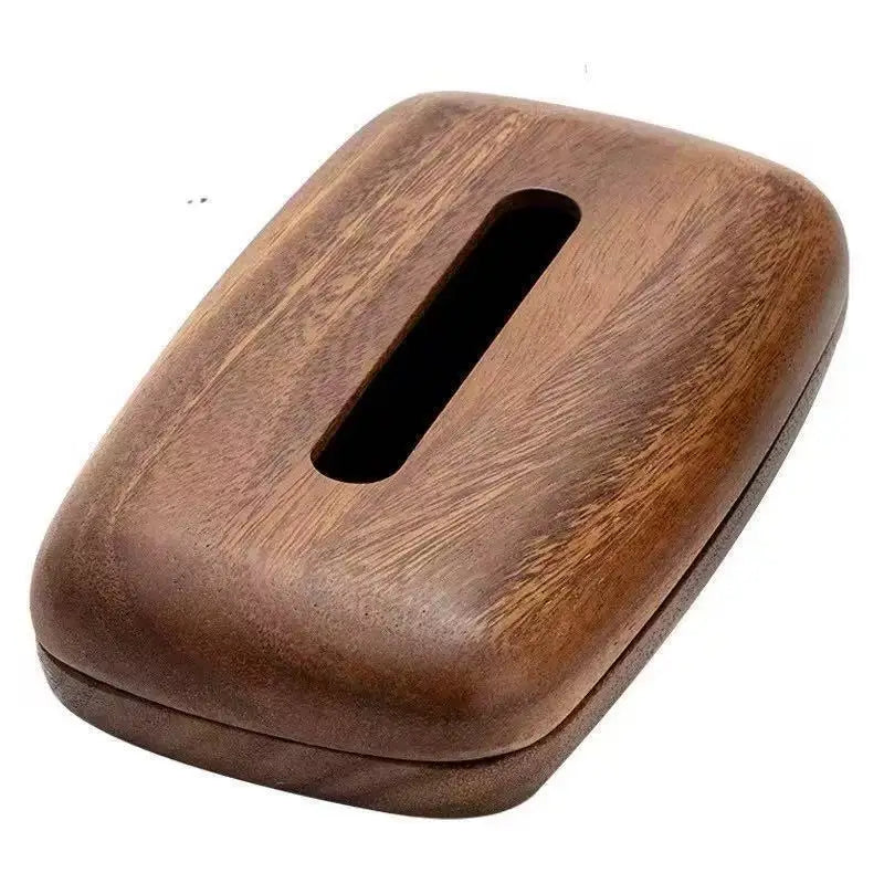 Boîte à Mouchoirs en Bois de Noyer Arrondie, Fond Amovible