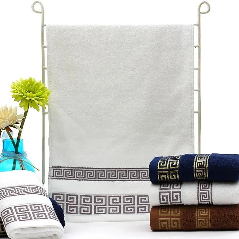 Serviette de Toilette Coton à Frise Grecque 34 x 74 cm, 3 Coloris