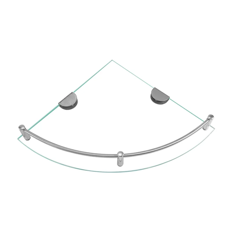 Étagère d'Angle Salle de Bain en Verre Trempé 6 mm, Supports Chromés