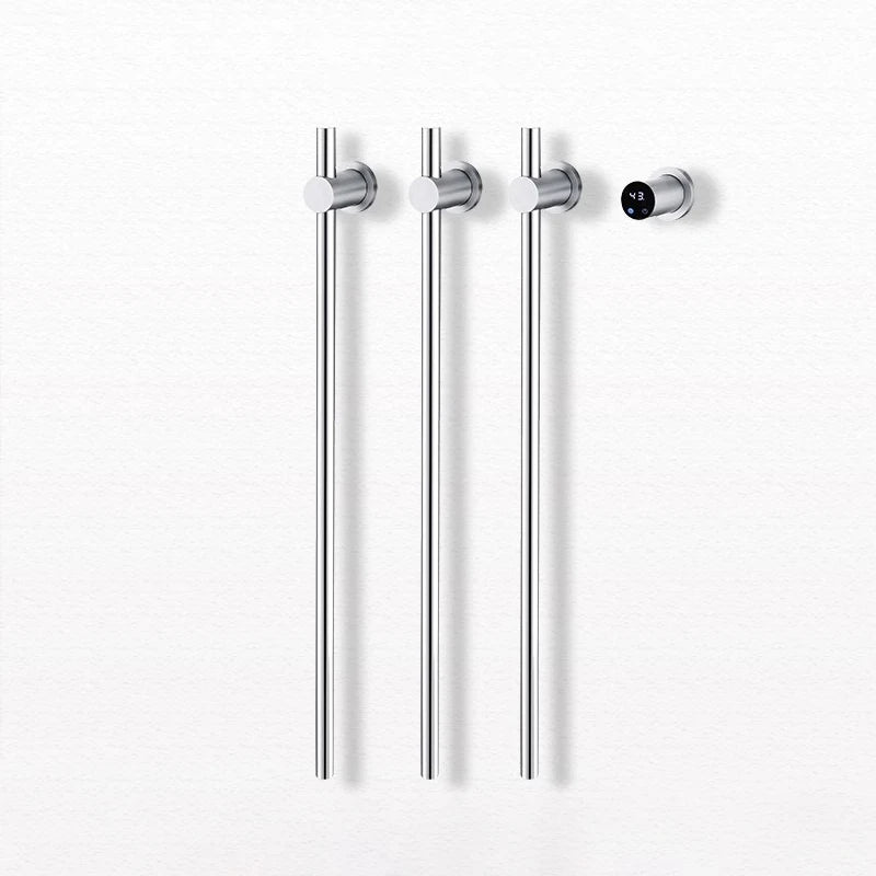 Sèche-Serviette Électrique Mural Vertical à Barres Rondes Inox 80 cm