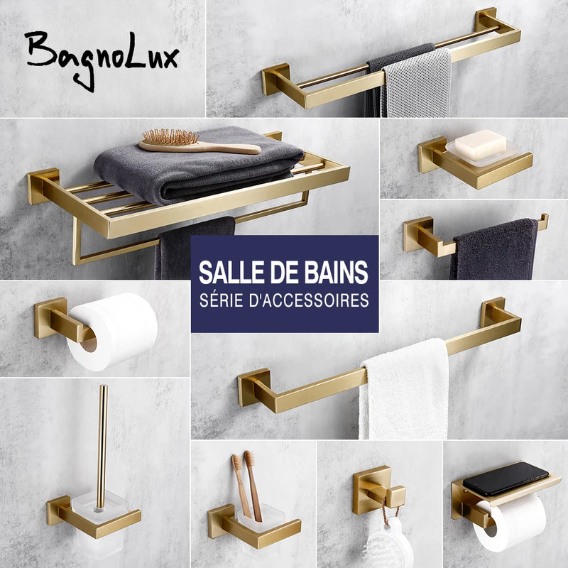 Accessoires Salle de Bain Doré Brossé à la Pièce ou en Kit