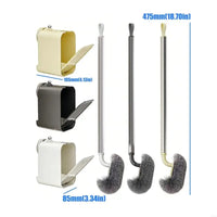 Brosse WC Murale Sans Perçage avec Support à Couvercle Basculant, 47,5 cm