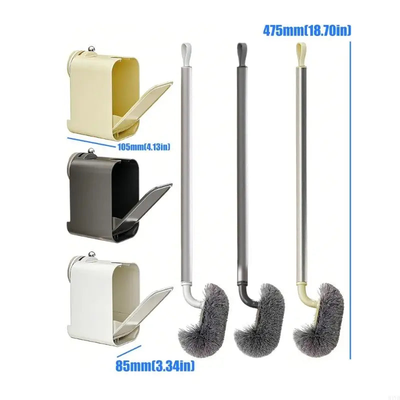 Brosse WC Murale Sans Perçage avec Support à Couvercle Basculant, 47,5 cm