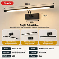 Applique Salle de Bain LED Noire Orientable pour Miroir