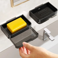 Porte-Savon Mural Sans Perçage avec Bac Égouttoir Amovible 13 cm