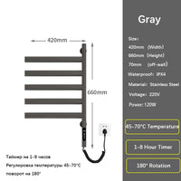 Sèche-Serviette Électrique Mural Rotatif 120 W, Noir, Blanc ou Gris