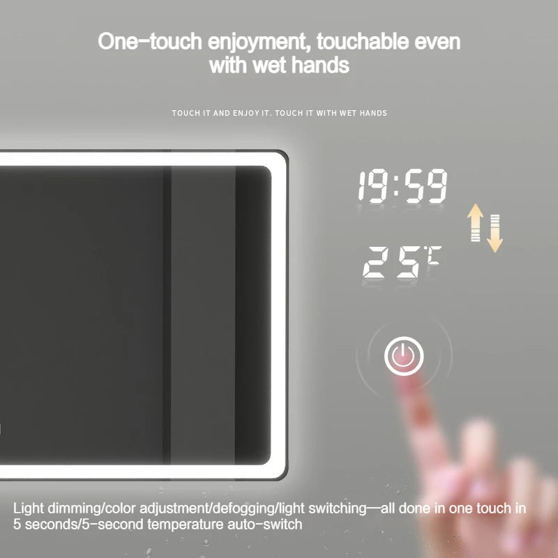 Miroir LED Salle de Bain Rectangulaire Sans Cadre Tactile