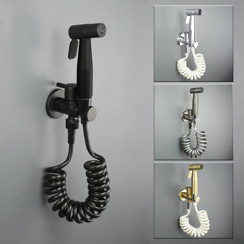 Douchette WC Kit Vanne et Flexible ou Pièces Seules, 4 Finitions