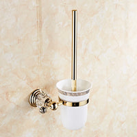 Accessoires Salle de Bain Doré à Cristal avec Gobelets Blancs, à la Pièce, 12 Articles